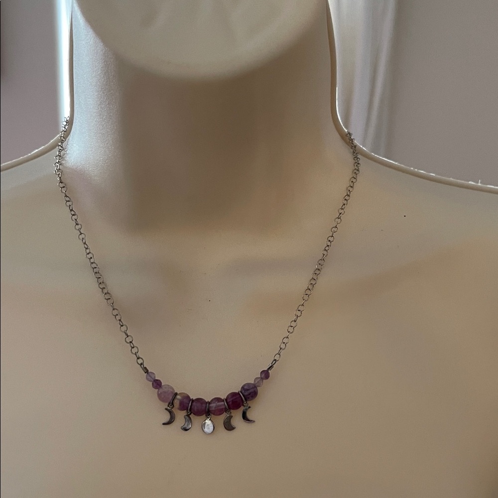 ✨Amethyst Crystal Moon Phase Necklace✨